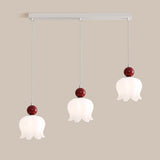 3-Light Modern Flower Red Accent Island Pendant Light Image - 2