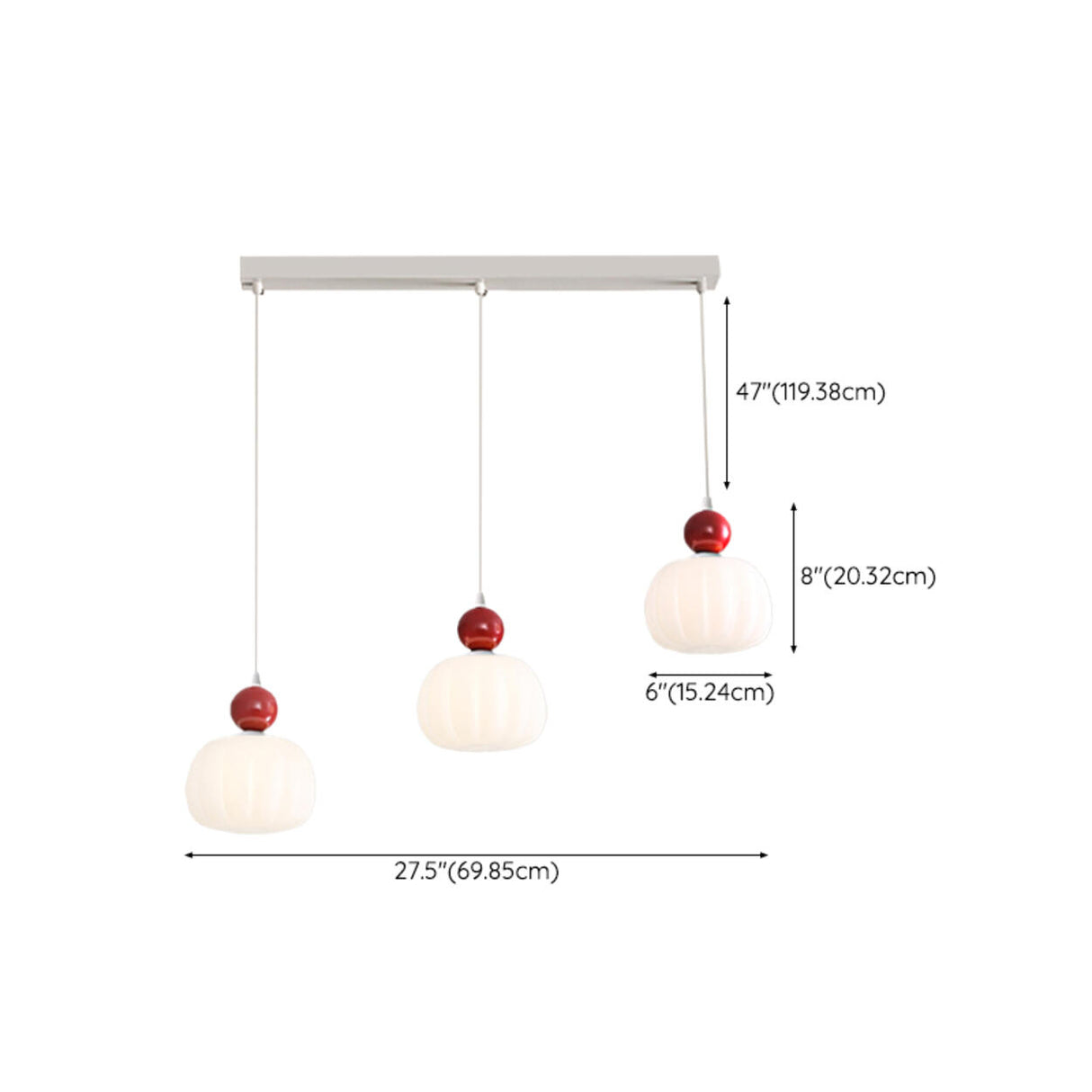 3-Light Modern Flower Red Accent Island Pendant Light Image - 21