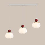 3-Light Modern Flower Red Accent Island Pendant Light Image - 3