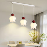 3-Light Modern Flower Red Accent Island Pendant Light Image - 4