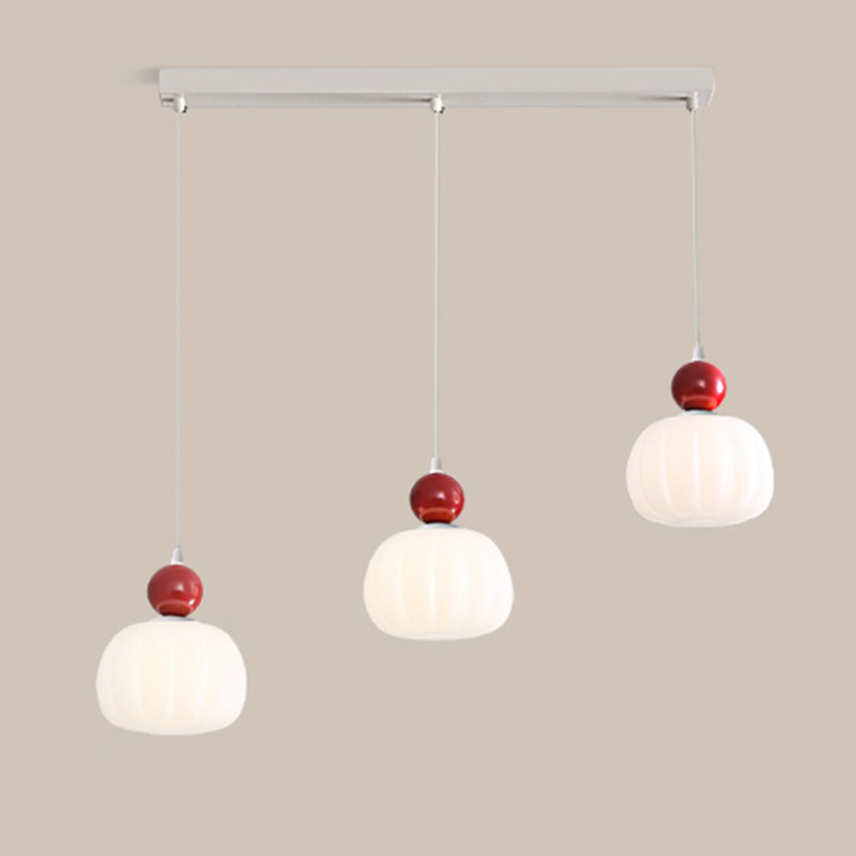 3-Light Modern Flower Red Accent Island Pendant Light Image - 5