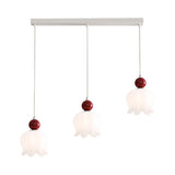 3-Light Modern Flower Red Accent Island Pendant Light Image - 8