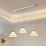 3-Light Modern Flower Wooden Island Pendant Light Image - 2