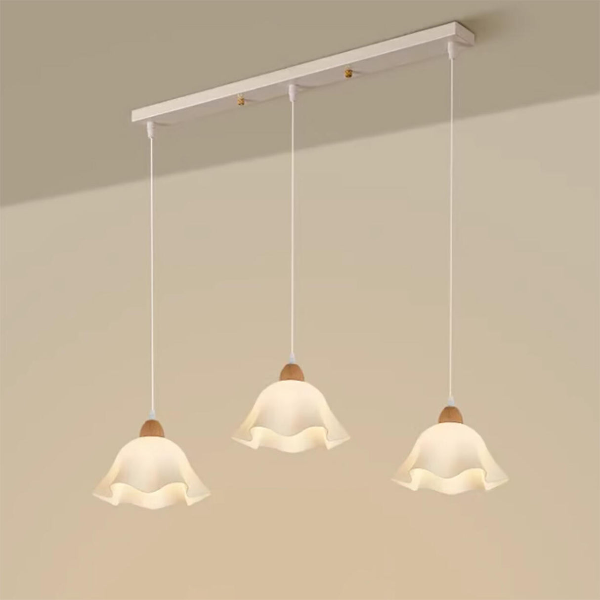 3-Light Modern Flower Wooden Island Pendant Light Image - 3