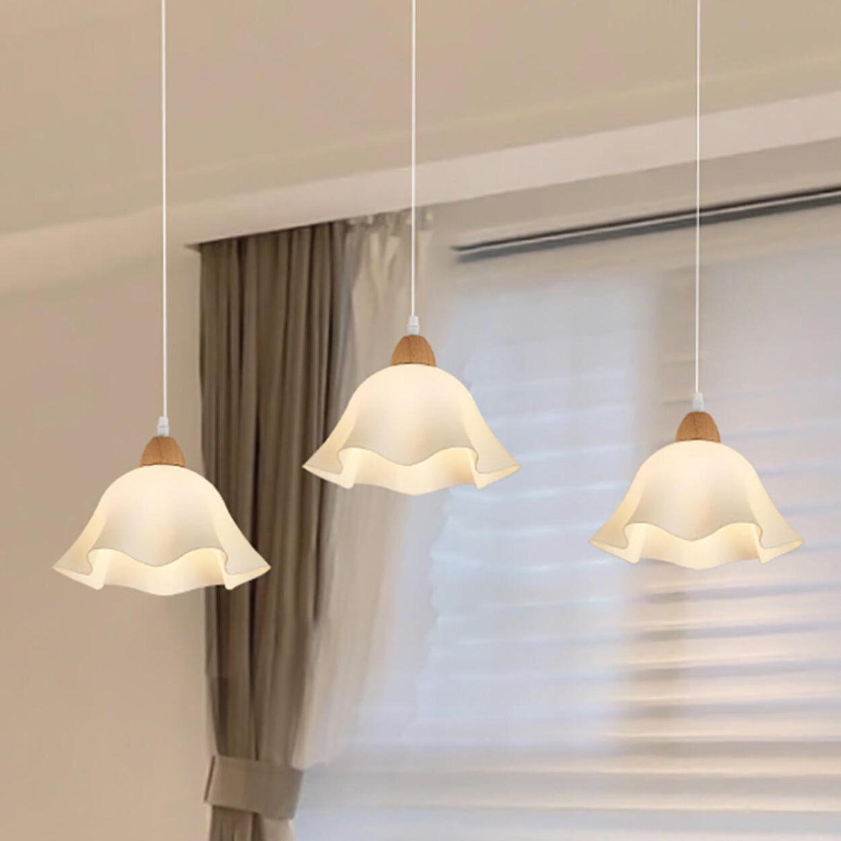 3-Light Modern Flower Wooden Island Pendant Light Image - 4