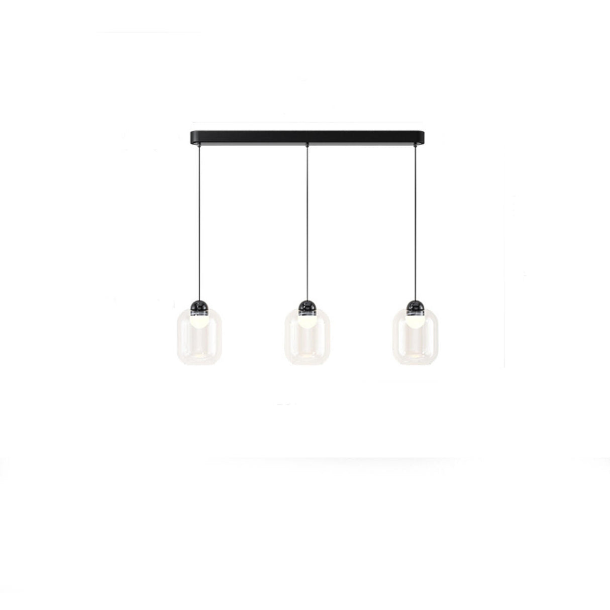 3-Light Modern Glass Cylinder Island Pendant Lights Image - 2