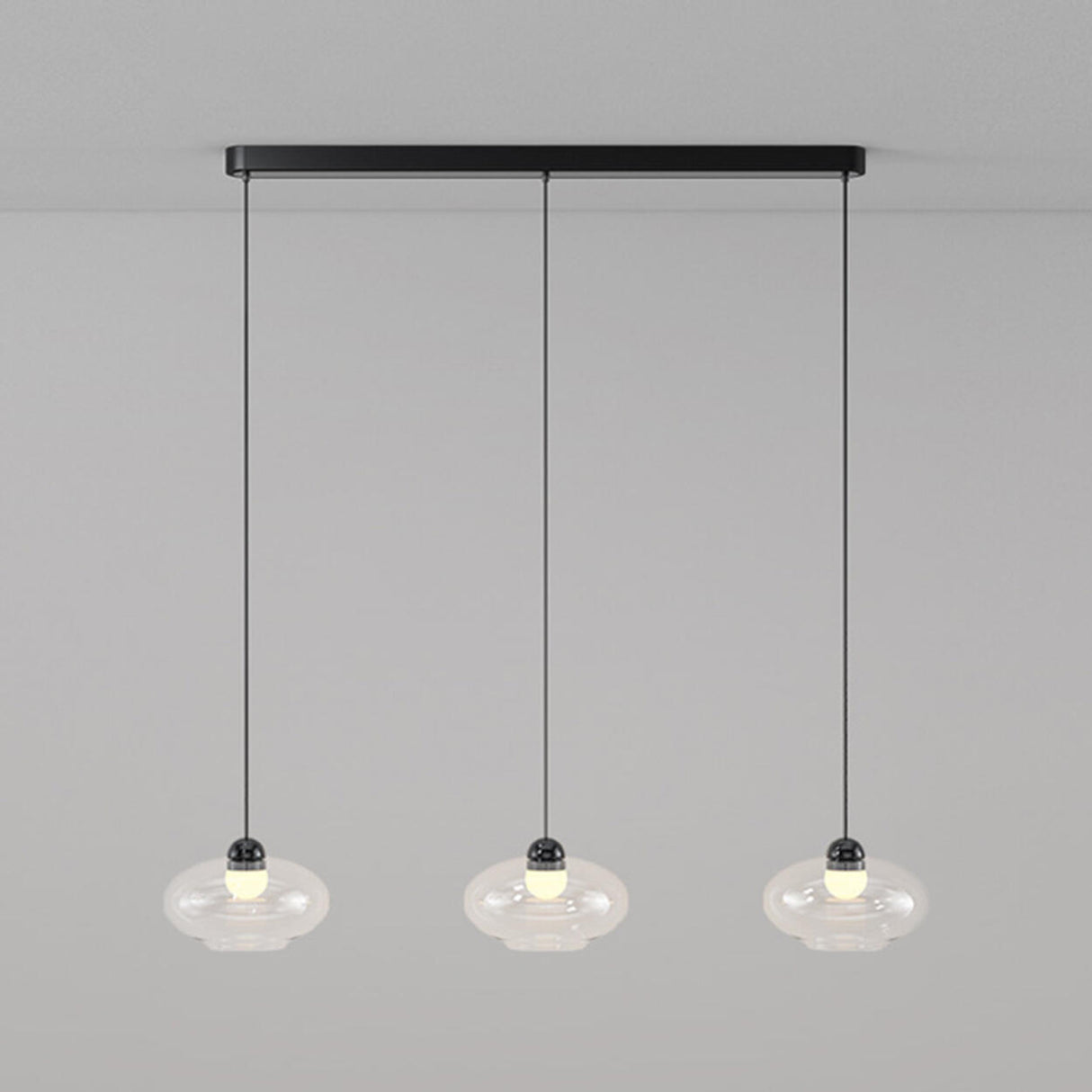 3-Light Modern Glass Cylinder Island Pendant Lights Image - 8