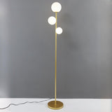 3-Light Modern Globe Gold LED Metal Floor Lamp Image - 7