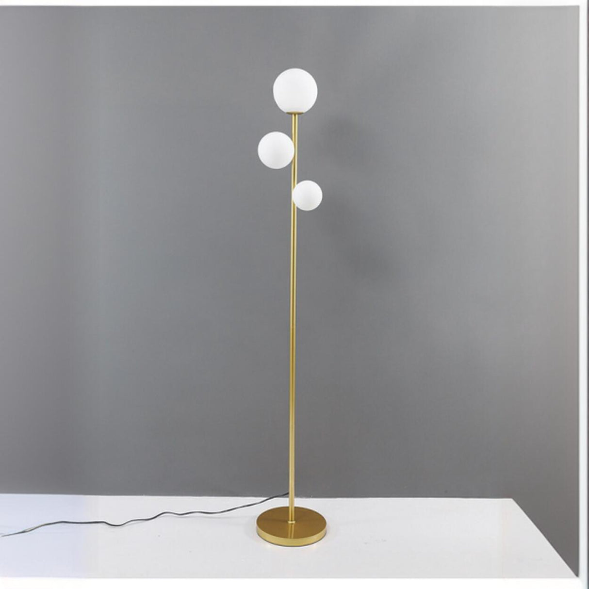 3-Light Modern Globe Gold LED Metal Floor Lamp Image - 8