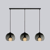 3-Light Modern Gray Glass Dome Island Pendant Light Image - 10