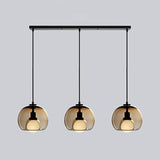 3-Light Modern Gray Glass Dome Island Pendant Light Image - 11