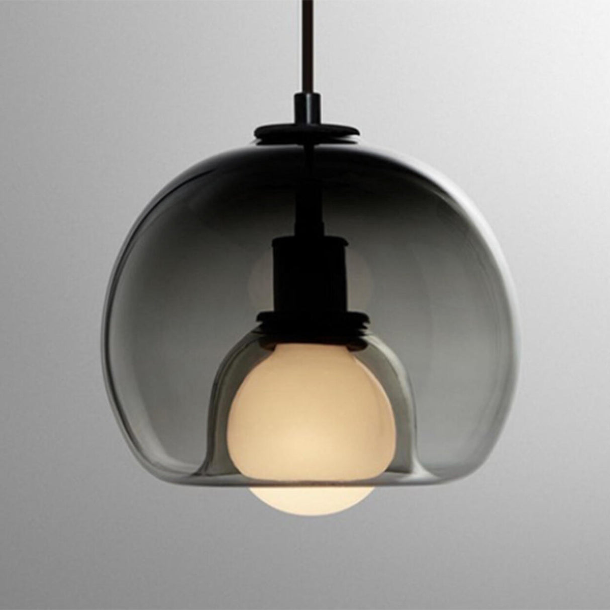 3-Light Modern Gray Glass Dome Island Pendant Light Image - 13