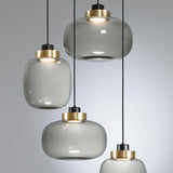 3-Light Modern Gray Glass Dome Island Pendant Light Image - 14