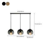 3-Light Modern Gray Glass Dome Island Pendant Light #size