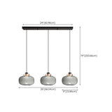 3-Light Modern Gray Glass Dome Island Pendant Light Image - 18