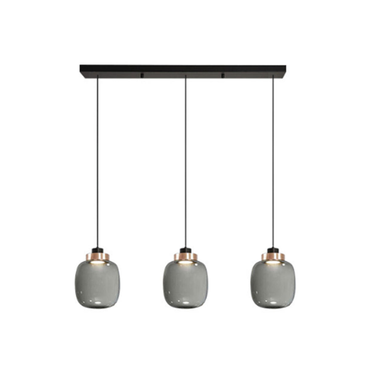 3-Light Modern Gray Glass Dome Island Pendant Light Image - 3