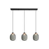 3-Light Modern Gray Glass Dome Island Pendant Light Image - 3