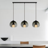 3-Light Modern Gray Glass Dome Island Pendant Light Image - 4