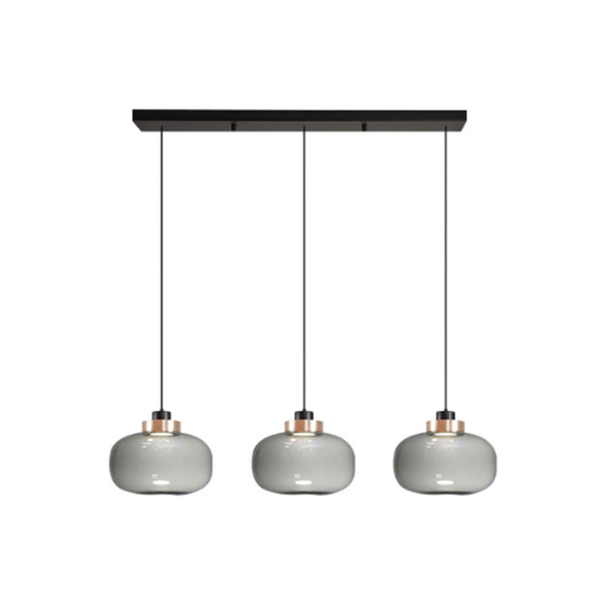 3-Light Modern Gray Glass Dome Island Pendant Light Image - 7