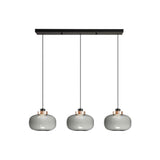 3-Light Modern Gray Glass Dome Island Pendant Light Image - 7