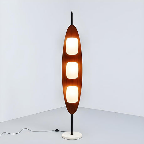 3-Light Modern Oval Brown Metal LED Floor Lamp Image - 1