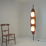 3-Light Modern Oval Brown Metal LED Floor Lamp Image - 4