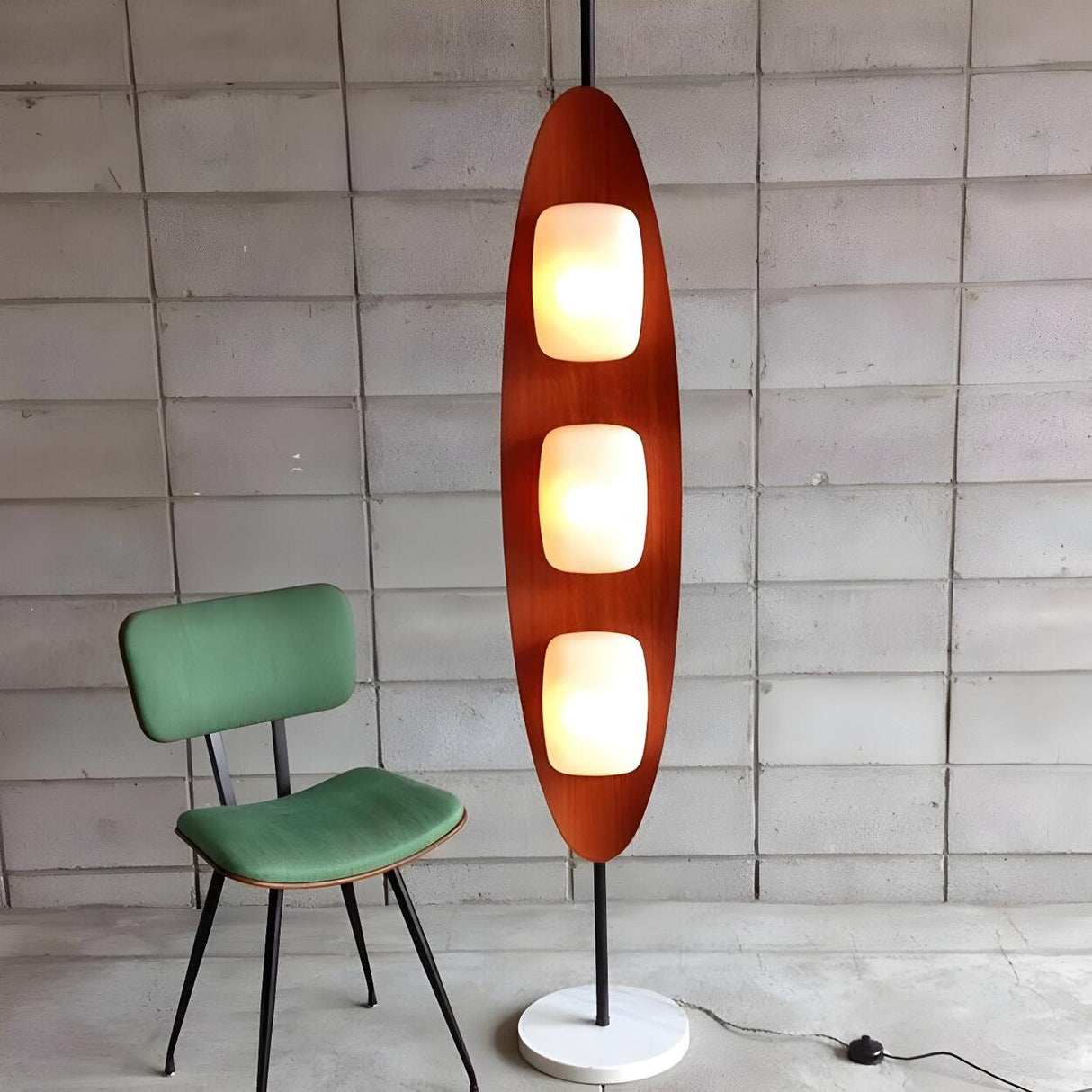 3-Light Modern Oval Brown Metal LED Floor Lamp Image - 8