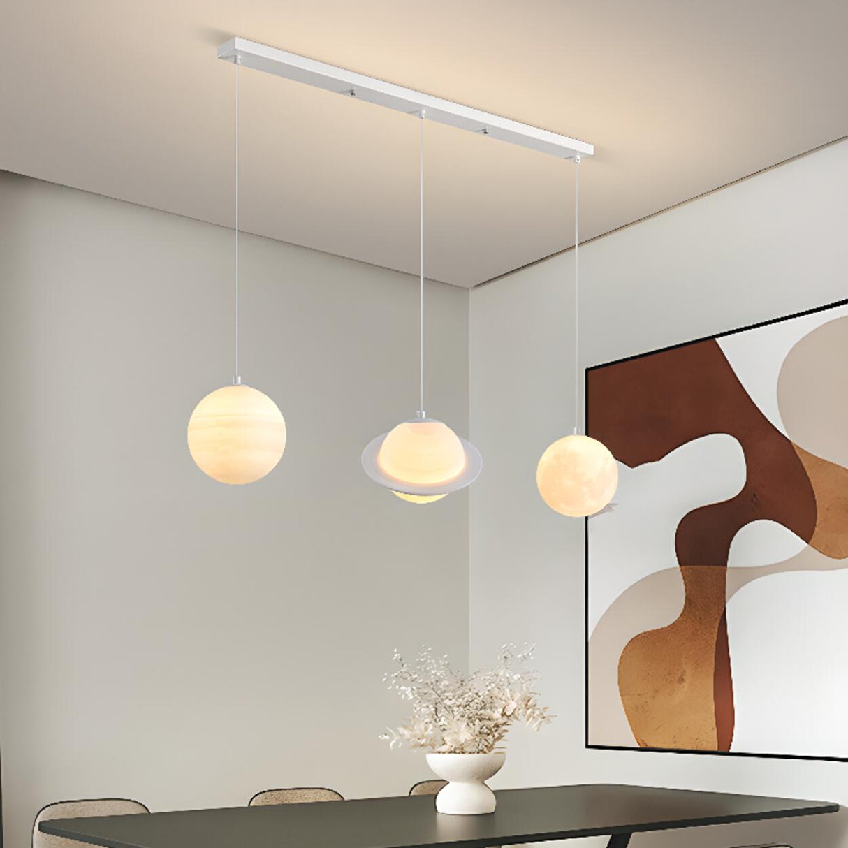 3-Light Modern Planetary Themed Island Pendant Light Image - 4