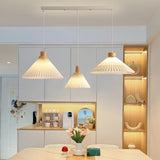 3-Light Modern Pleated Cone Island Pendant Light Image - 1