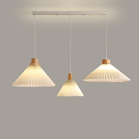 3-Light Modern Pleated Cone Island Pendant Light Image - 2