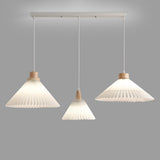 3-Light Modern Pleated Cone Island Pendant Light Image - 5