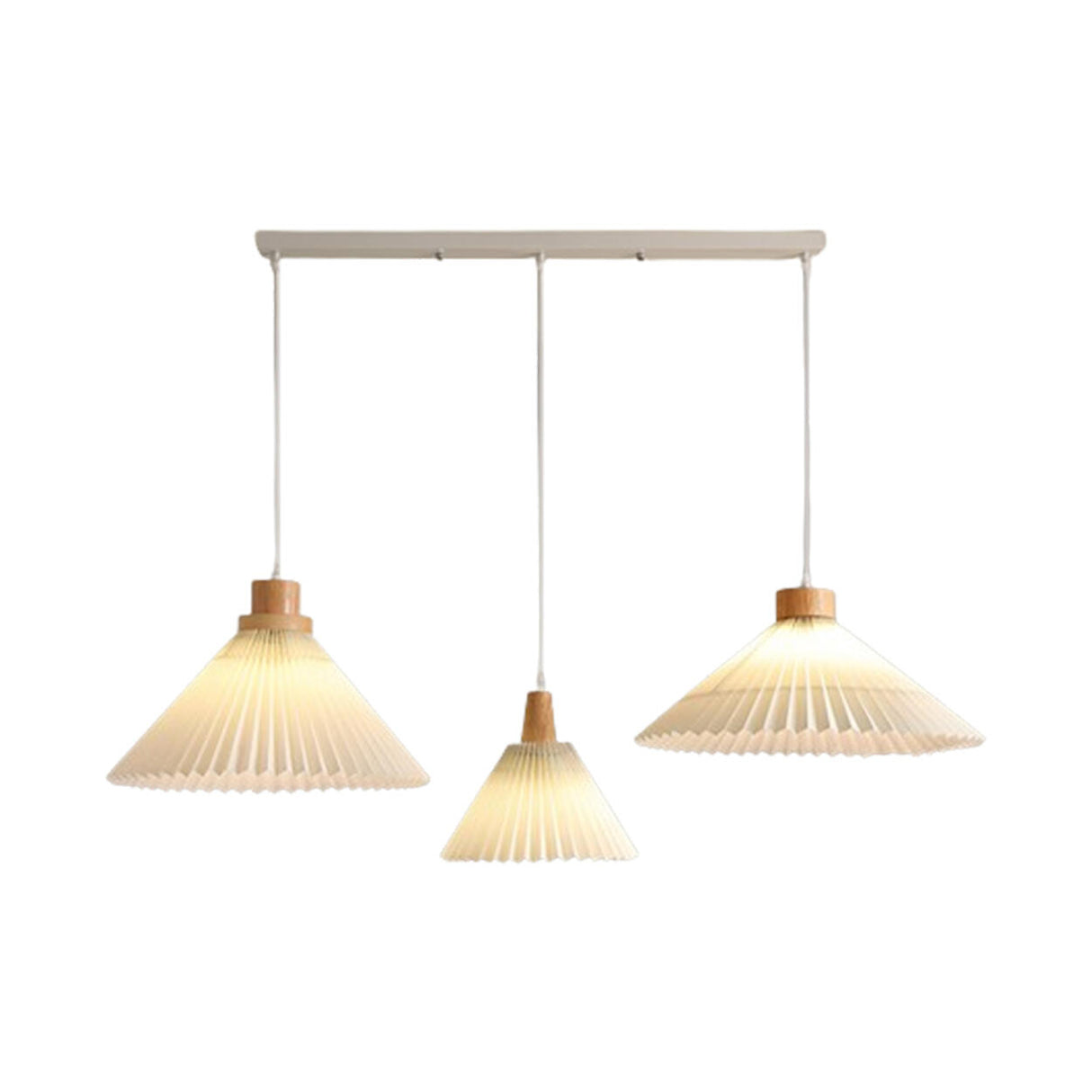 3-Light Modern Pleated Cone Island Pendant Light Image - 6