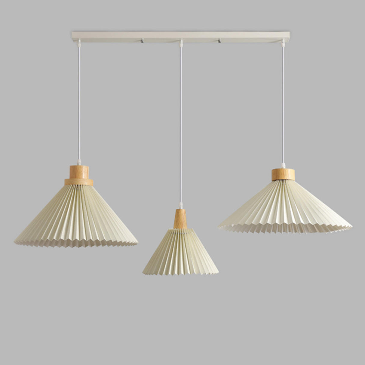 3-Light Modern Pleated Cone Island Pendant Light Image - 8