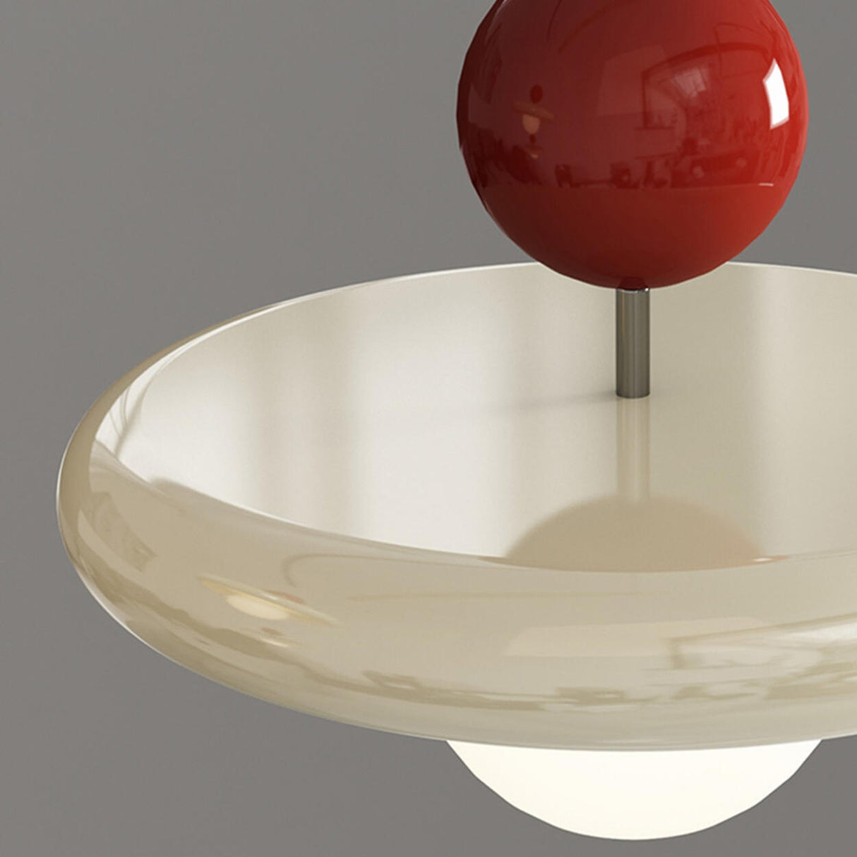 3-Light Modern Red and White Disc Island Ceiling Light Image - 10