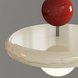 3-Light Modern Red and White Disc Island Ceiling Light Image - 10