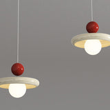 3-Light Modern Red and White Disc Island Ceiling Light Image - 11