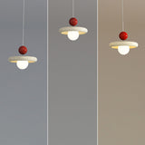 3-Light Modern Red and White Disc Island Ceiling Light Image - 14