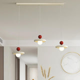 3-Light Modern Red and White Disc Island Ceiling Light Image - 4