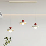 3-Light Modern Red and White Disc Island Ceiling Light Image - 5