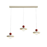 3-Light Modern Red and White Disc Island Ceiling Light Image - 6