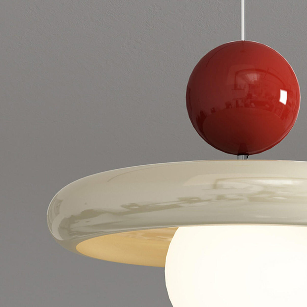 3-Light Modern Red and White Disc Island Ceiling Light Image - 9