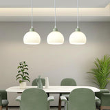 3-Light Modern Ribbed Glass Dome Island Pendant Light Image - 2