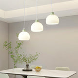 3-Light Modern Ribbed Glass Dome Island Pendant Light Image - 3