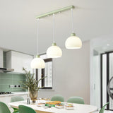 3-Light Modern Ribbed Glass Dome Island Pendant Light Image - 4