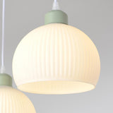 3-Light Modern Ribbed Glass Dome Island Pendant Light Image - 7