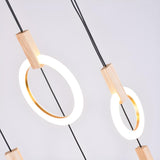 3-Light Modern Ring Adjustable Wooden Island Light Image - 5