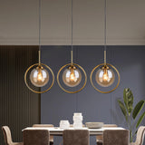 3-Light Modern Ring and Globe Island Pendant Light Image - 1