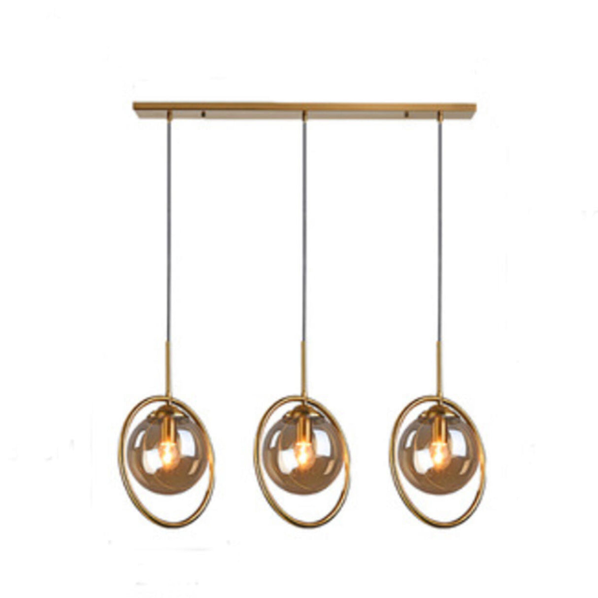 3-Light Modern Ring and Globe Island Pendant Light Image - 2