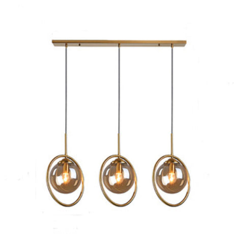 3-Light Modern Ring and Globe Island Pendant Light Image - 2