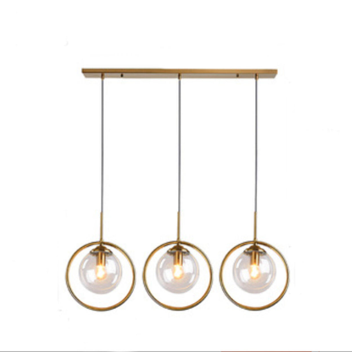 3-Light Modern Ring and Globe Island Pendant Light Image - 3